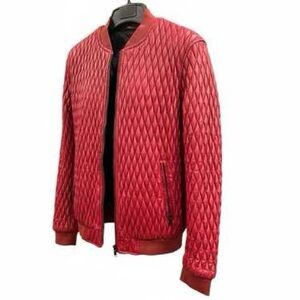 ZARA MAN Quilted Bomber Jacket – Burgundy  – Size XL